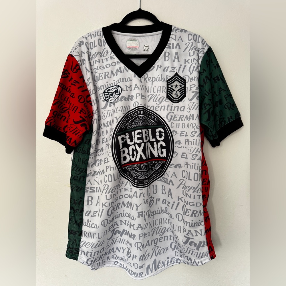 Mens Pueblo Boxing White Baseball Jersey